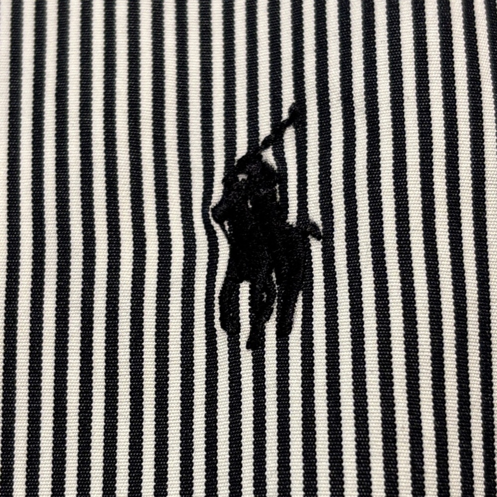 Polo Ralph Lauren Pinstripe Button Down Shirt Black White Pinstripe Size 18 Neck - Picture 4 of 6